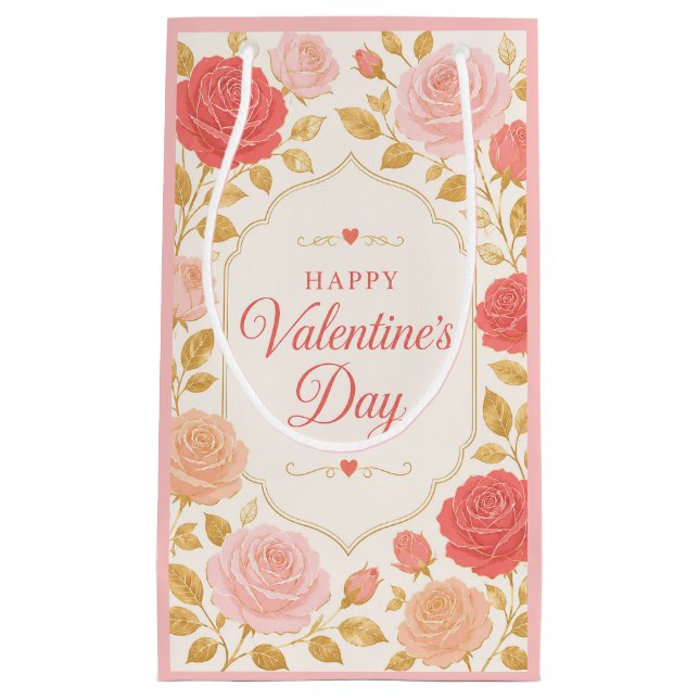 Petit Sac Cadeau Gilded Rose Romance de la Saint-Valentin (Devant)