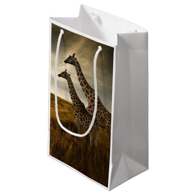 Petit Sac Cadeau Girafes et le paysage (Devant Angle)