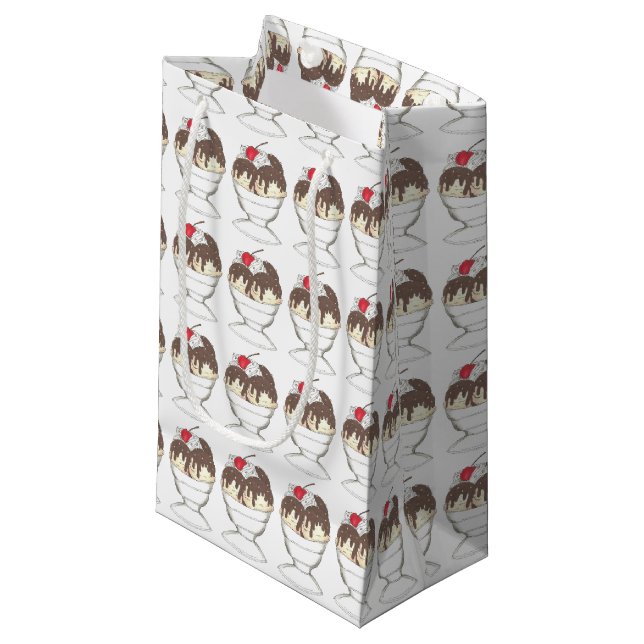 Petit Sac Cadeau Glace Chaude Fudge Sundae Dessert Pâquier de Glace (Devant Angle)