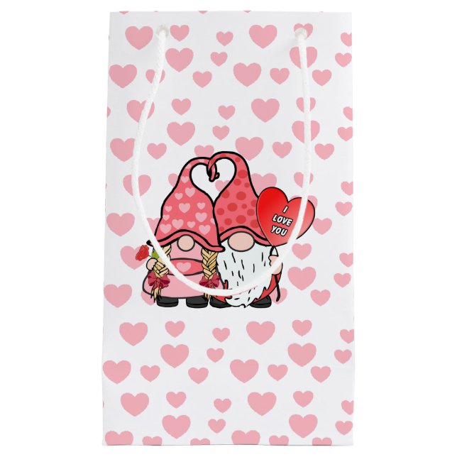 Petit Sac Cadeau Gnome Couple (Devant)