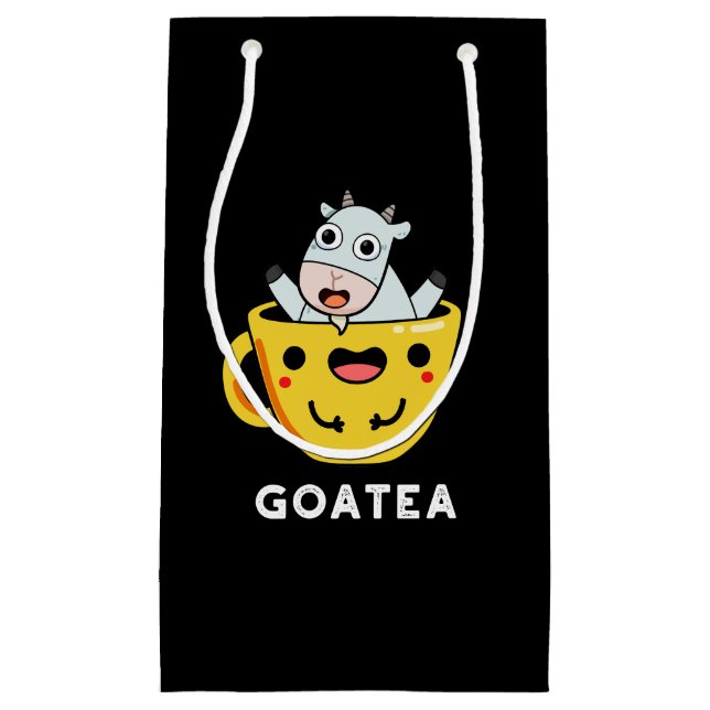 Petit Sac Cadeau Goatea Funny Chèvre Thé Pun Dark BG (Devant)