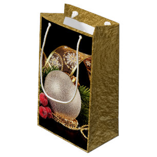 Petit Sac Cadeau Gold Foil Gold Ribbon Silver Ball Cadeau