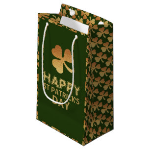Petit Sac Cadeau Gold Foil Shamrock, St Patrick's Day Party