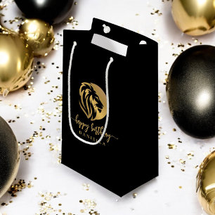 Petit Sac Cadeau Gold Lion Leo Joyeux Anniversaire avec nom