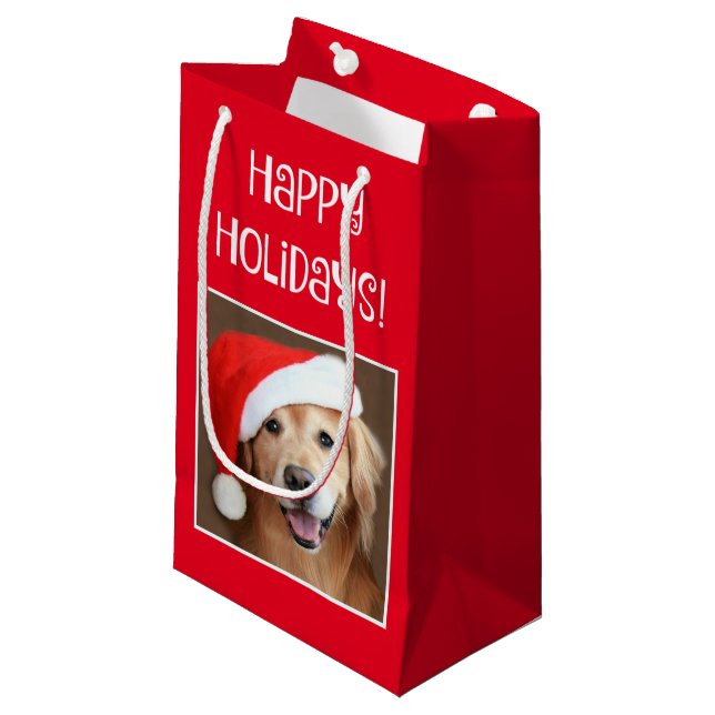 Petit Sac Cadeau Golden retriever avec le casquette rouge de Père (Devant Angle)