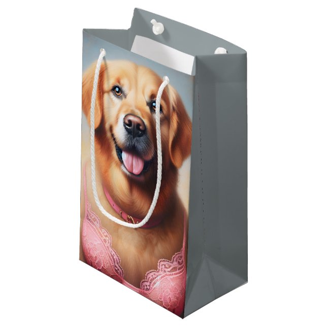 Petit Sac Cadeau Golden Retriever Cancer du sein Survivant (Devant Angle)