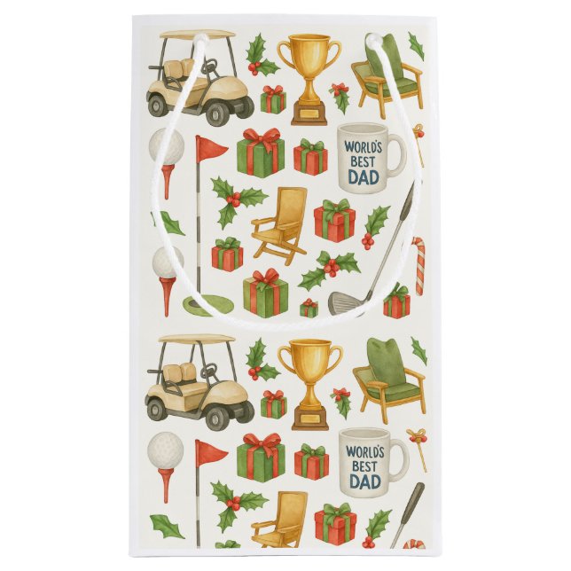 Petit Sac Cadeau Golf Cadeaux de Noël thème pour papa Golfer (Dos)