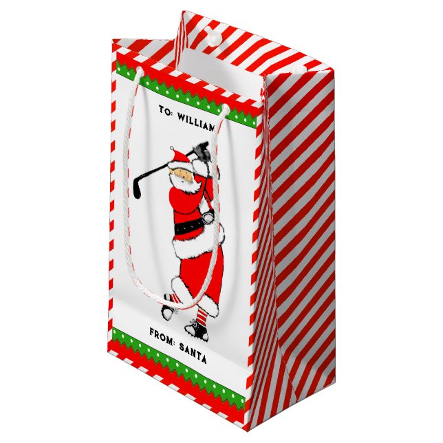 Petit Sac Cadeau Golf Noël (Devant Angle)