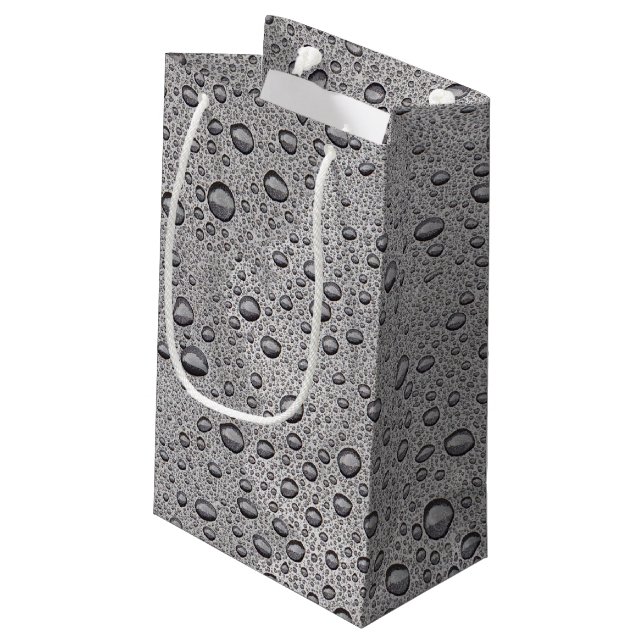 Petit Sac Cadeau gouttelettes d'eau gris (Dos Angle)