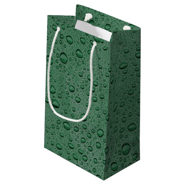 Petit Sac Cadeau gouttelettes d'eau vertes (Dos Angle)