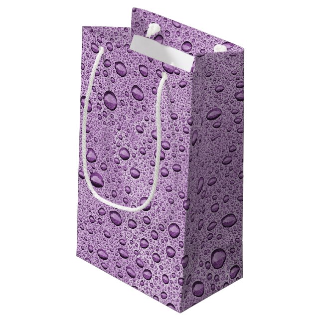 Petit Sac Cadeau gouttelettes d'eau violette (Dos Angle)
