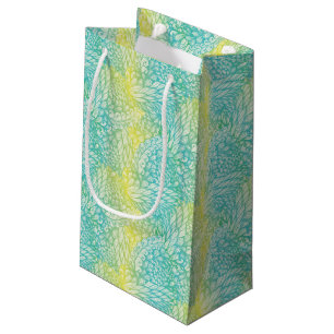 Petit Sac Cadeau Gradient jaune et bleu vintage floral