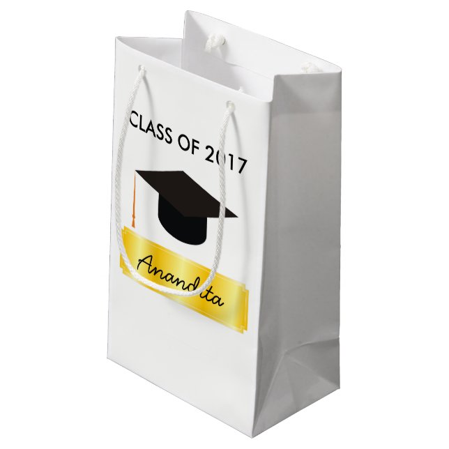 Petit Sac Cadeau Graduation en or (Dos Angle)