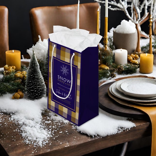 Petit Sac Cadeau Grand-pa Chic Plaid Neige Douche d'hiver Cosy Mari (Créateur téléchargé)