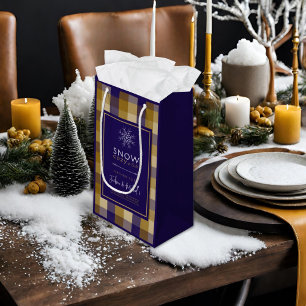 Petit Sac Cadeau Grand-père Chic Carreaux Flocons Cadeau Mariage Fê
