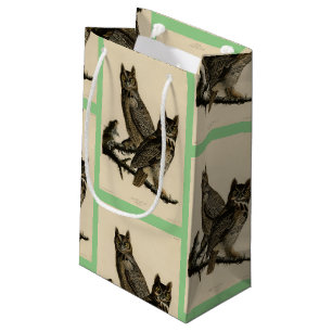 Petit Sac Cadeau Grande Chouette à la corne des oiseaux d'Amérique