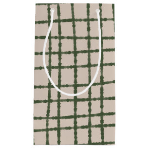 Petit Sac Cadeau Green Grey Check Motif Élégant et polyvalent