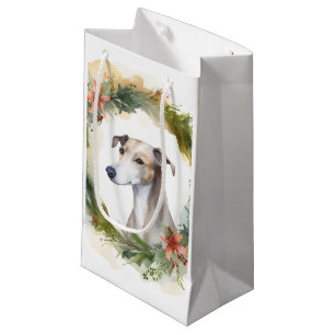 Petit Sac Cadeau Greyhound Christmas Wreath Festive Pup