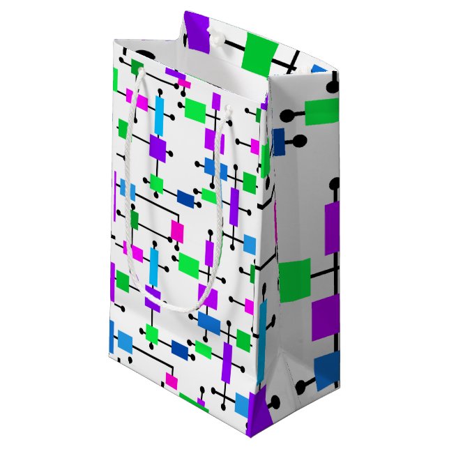Petit Sac Cadeau Grille de couleurs cool (Devant Angle)