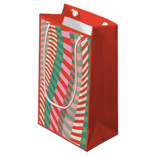 Petit Sac Cadeau Grilles géométriques modernes de couleur rouge ver