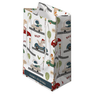 Petit Sac Cadeau Groupes préhistoriques de Dinosaures colorés condu