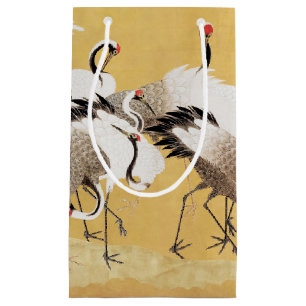 Petit Sac Cadeau Grupe de grues japonaises Vintage Oiseau Riche Cla