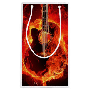 Petit Sac Cadeau Guitare sur le feu