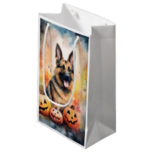 Petit Sac Cadeau Halloween berger allemand avec la peur Citrouille