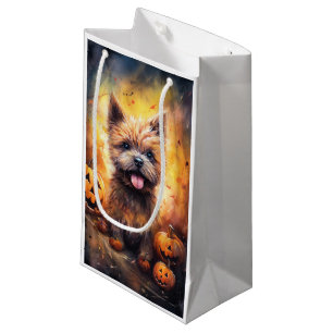 Petit Sac Cadeau Halloween Cairn Terrier Avec La Peur Citrouille