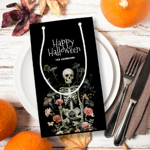Petit Sac Cadeau Halloween Équelélette Florale Rose Noir Épouvantab