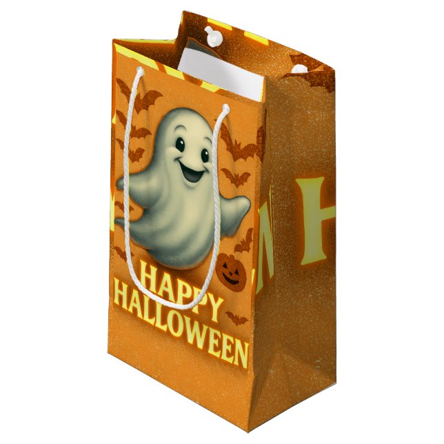 Petit Sac Cadeau Halloween fantôme (Devant Angle)