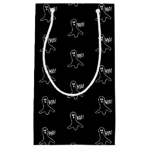 Petit Sac Cadeau Halloween fantôme noir et blanc motif