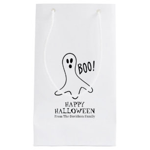 Petit Sac Cadeau Halloween fantôme noir et blanc traitement person