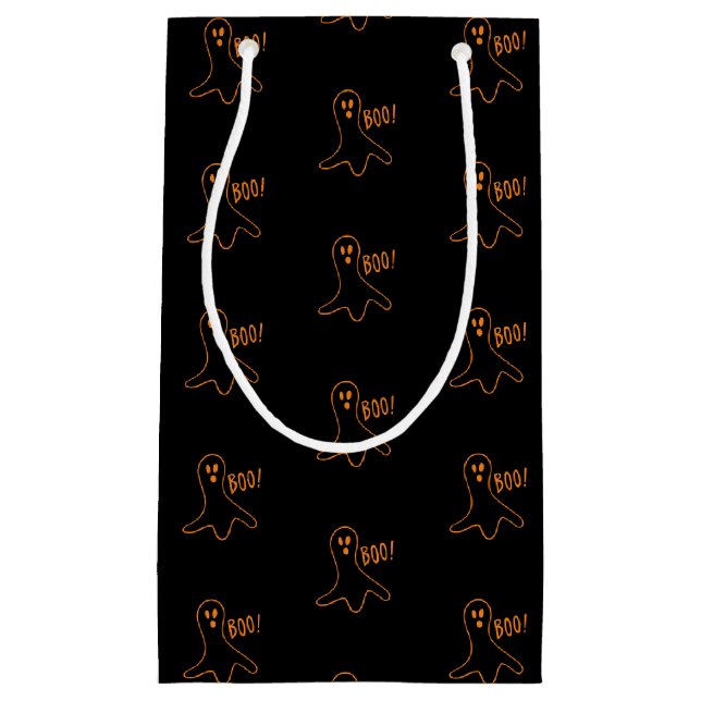 Petit Sac Cadeau Halloween fantôme noir orange motif (Devant)