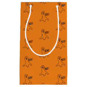 Petit Sac Cadeau Halloween fantôme noir orange motif faveurs