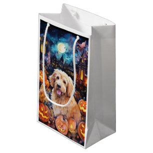 Petit Sac Cadeau Halloween Goldendoodle avec la peur Citrouille