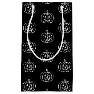 Petit Sac Cadeau Halloween Jack-o'-lantern noir blanc