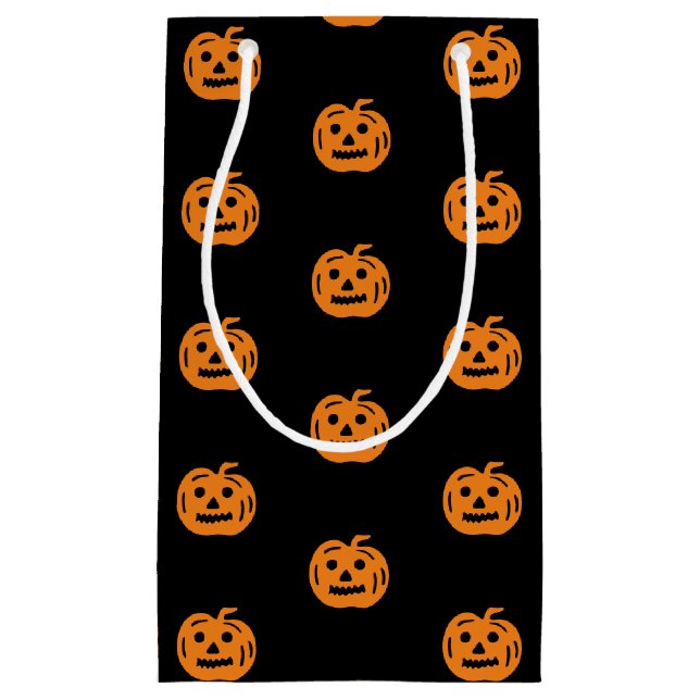 Petit Sac Cadeau Halloween noir orange Jack-o'-lantern motif mignon (Devant)