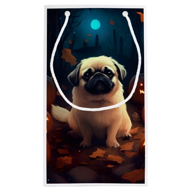 Petit Sac Cadeau Halloween Pekingese Avec Peur Citrouille (Dos)