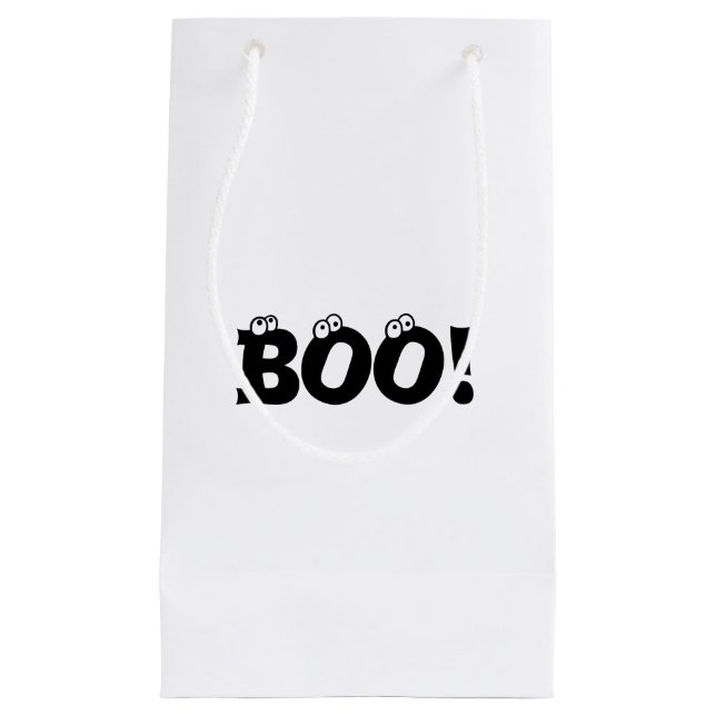 Petit Sac Cadeau Halloween Scary Boo ! yeux bealls noir blanc gâter (Devant)