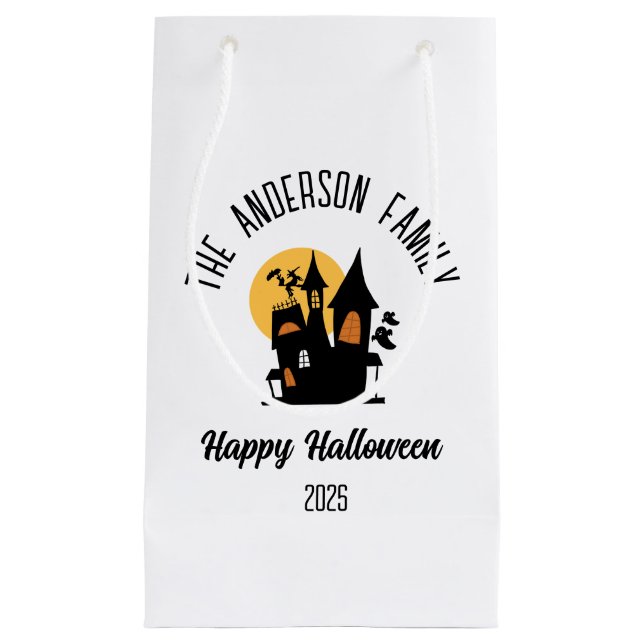 Petit Sac Cadeau Halloween Scary Haunted House Nom personnalisé (Devant)