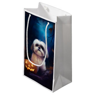 Petit Sac Cadeau Halloween Shih Tzu Avec La Peur Citrouille