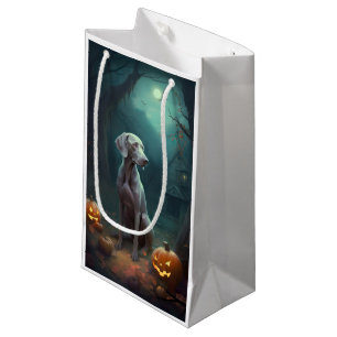 Petit Sac Cadeau Halloween Weimaraner avec la peur Citrouille