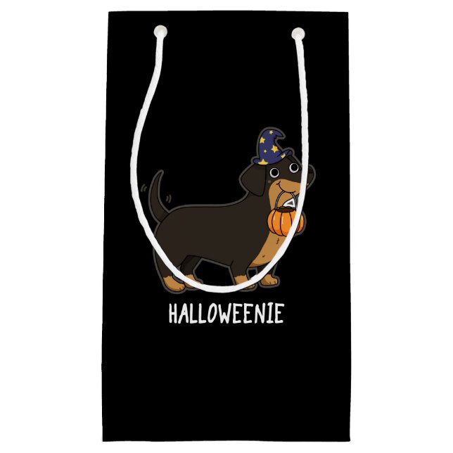 Petit Sac Cadeau Halloweenie Funny Saucisse Chien Pun Dark BG (Devant)