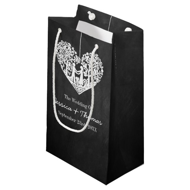 Petit Sac Cadeau Hanging Heart Tree Chalkboard Mariage Collection (Devant Angle)