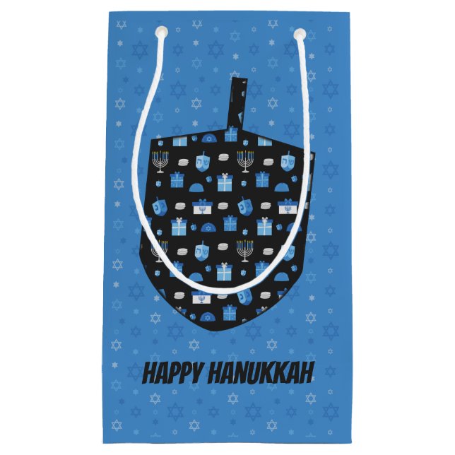 Petit Sac Cadeau Hanoukka Dreidel Cutout (Devant)