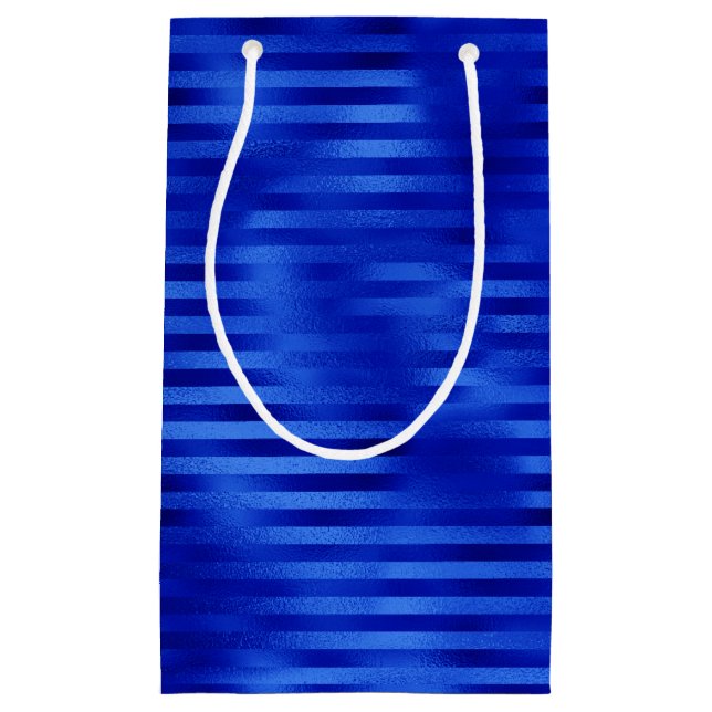 Petit Sac Cadeau Hanoukka rayée Royal Blue Foil (Devant)