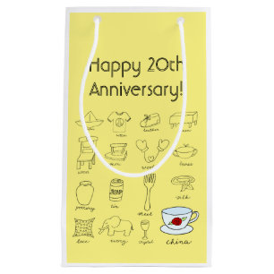Petit Sac Cadeau Happy 20th Mariage Anniversary Bag pour votre cade