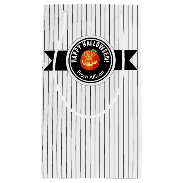 Petit Sac Cadeau Happy Halloween Citrouille ID212 (Devant)