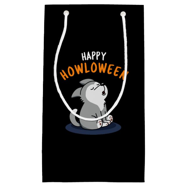 Petit Sac Cadeau Happy Howloween Funny Chien Pun Dark BG (Devant)